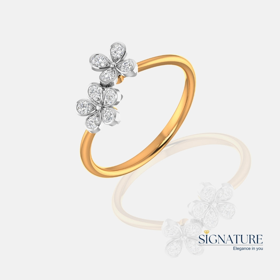 Dual Tone Flower Ring