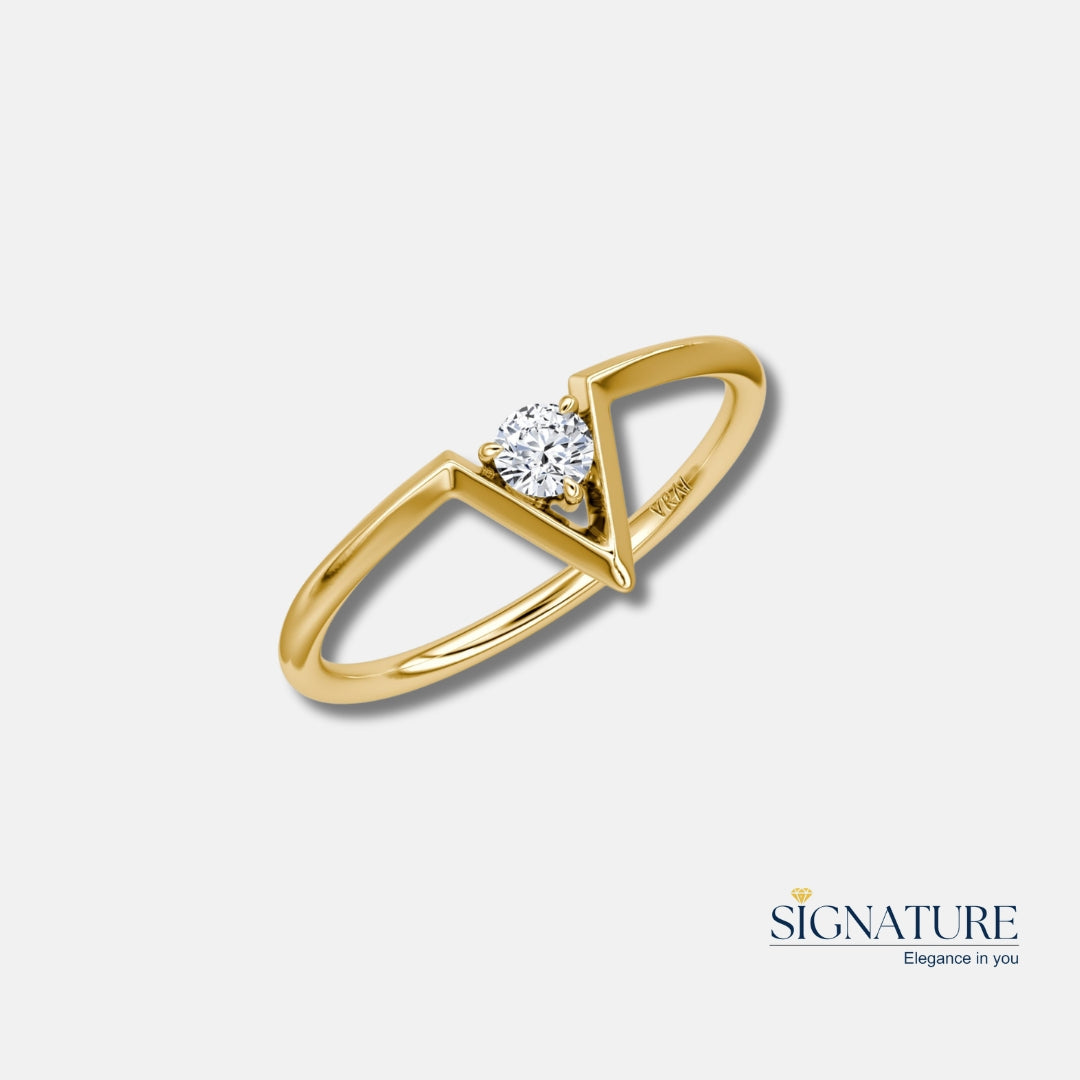 V Solitaire Ring